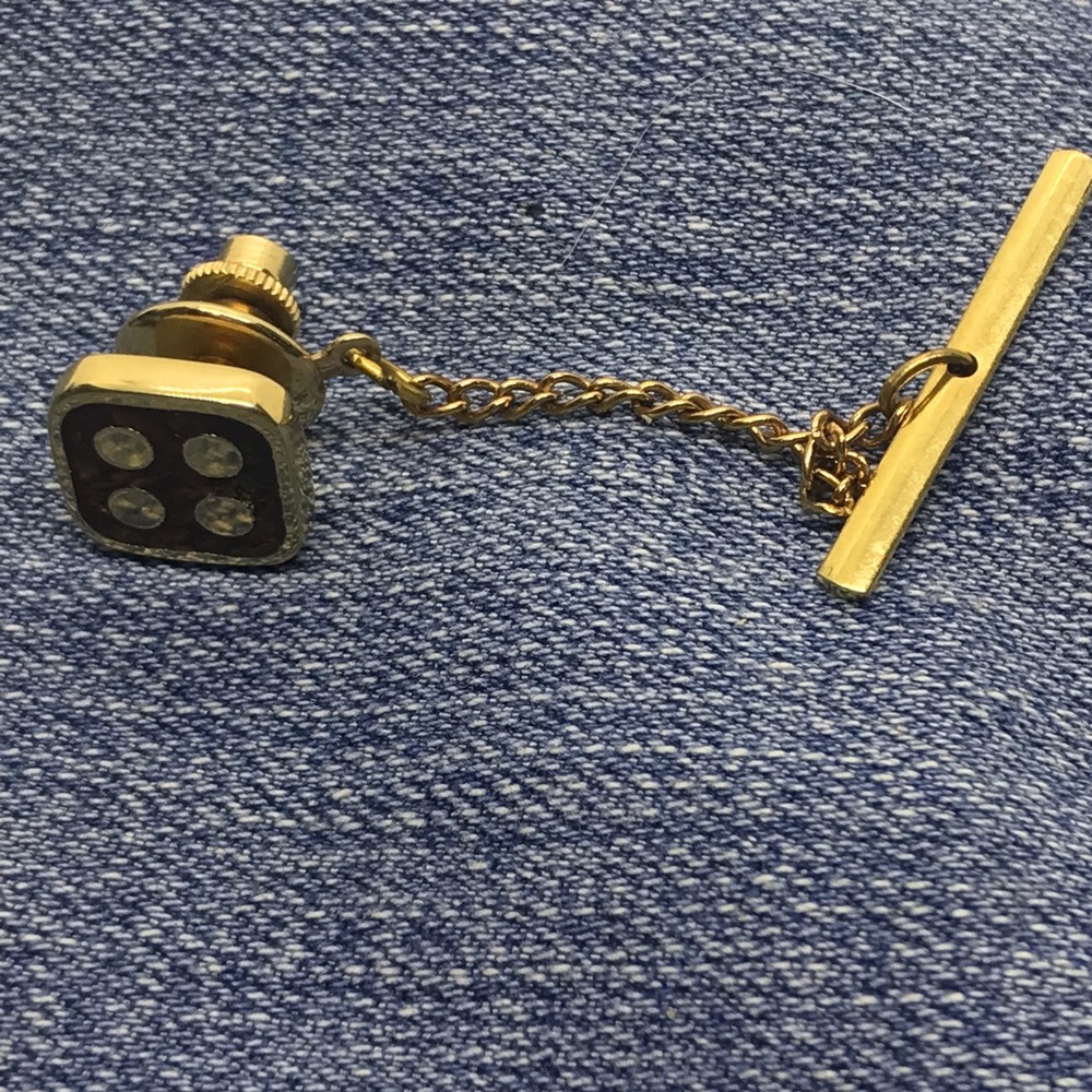 Gold Tone Dice pin brooch